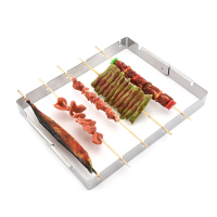 Draagbaar Barbecue BBQ rek Roestvrijstalen Spies Vlees Voedsel Grill Camping Tool