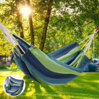 Draagbare Canvas Hangmat voor Reizen, Picknicken, Houten Schommelstoel voor Kamperen en Tuinmeubilair met Rugzak