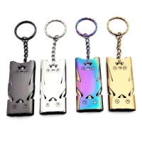 Draagbare Emergency Survival Whistle Sleutelhanger High Decibel Triple Pipe RVS SOS Outdoor EDC Tool