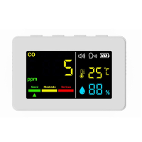 Draagbare Luchtkwaliteitsmeter 3in1 CO Temperatuur en Vochtigheid Tester Kleurenscherm Koolmonoxidemelder met Stemalarm