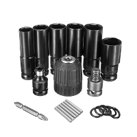 Drillpro 10 stuks Luchtdruk Slagmoersleutel Set 1/2 Inch Vierkant Aandrijving Metrisch Boorkop Adapter