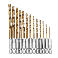 Drillpro DB T2 13 stuks 1.5 6.5Mm HSS met titanium gecoate 1/4 inch zeskantschacht boorset