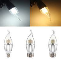 E14 E12 E27 7W 60 SMD 3014 LED Wit Warm Wit Glas Kaars Lamp Bulb Niet Dimbaar AC 85 265V