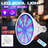 E27 15W 252LED onderwaterlicht RGB zwembadlamp waterdicht met afstandsbediening AC12V / 120V