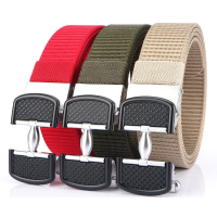 ENNIU 125CM Verdikte Vrije tijd Canvas Ademende Riem Metaal Druk Gesp Riem Heren Elastische Tactische Riem