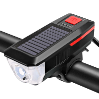 Fietslicht Zonne USB Oplaadbare Fietskoplamp Achterlicht Set MTB Fiets Voorlicht Hoorn Fietsen Lamp Accessoires