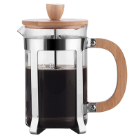 French Coffee Heat Resistant Filter Presses Coffee Maker Pot Glass Pots Hollow Coffee Tea Teapots with Wooden Handle