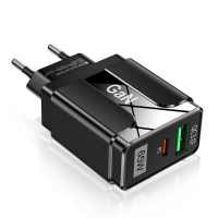 [GaN Tech] Uslion 65W 2 poorts USB PD oplader Dual 33W USB A PD3.0 QC3.0 Snel opladen Wall Charger Adapter EU stekker vo