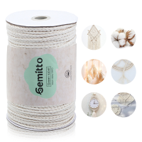 GEMITTO 100m Gevlochten Touw Katoenen Garen Koorden 100% Katoen DIY Craft Breien Muur Opknoping voor Hand Gebreide Gesch