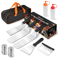 Gemitto BBQ Tools 10PCS Grill Tools Set Roestvrijstalen Spatel Palet Set BBQ Taart Decoreren Glad Gereedschap
