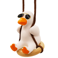 Gips Cool White Swing Duck met zonnebril Automoblie Decor Car Achteruitkijkspiegel Ornamenten Creative Duck