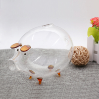 Glass Piggy Bank Coin Money Cash Collectible Saving Box Jar Gift Pig
