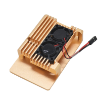 Gouden behuizing van aluminiumlegering met koelventilator voor Raspberry Pi 3B +