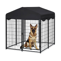 Grote Hondenhok voor Buiten met Dak 4ft x 4.2Ft x 4.45Ft Zwaar Metalen Hondenhok voor Grote en Kleine Hond, Buiten Honde