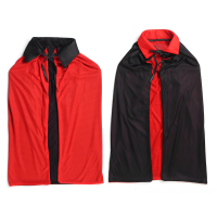 Halloween cape rood en zwart dubbelzijdige capuchon volwassen kinderfeest aankleden cape