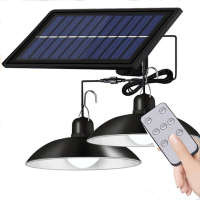 Hanglamp op zonne energie Outdoor waterdichte LED lamp Dubbelkops kroonluchterdecoraties met afstandsbediening voor schu