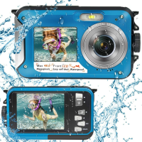 HD368 2.7K 48MP Full HD Onderwater Digitale Camera 10FT Waterdichte Dual Screen 16X Digitale Zoom voor Snorkelen Zwemmen