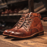 Heren ademend Soft enige vintage ronde neus veterschoenen casual Martin laarzen