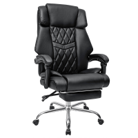 Hoffree Office Chair Brede zitting Ergonomische computerbureaustoel PU leer met hoge rugleuning Executive Chair met lend