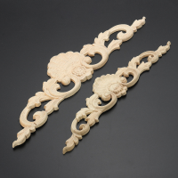 Hout gesneden lange Applique Unpainted Flower deur decoratie