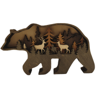Houten ambachten Decoratieve ornamenten Elanden Bruine beren Dierlijke stijl Kerstdecoratie Geschenken Thuiskantoorbenod