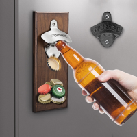 Houten Flesopener Wandmontage Magnetische Flesopeners met Cap Catch