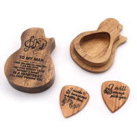 Houten gitaarpickboxhouder verzamelaar met 2 stuks Houten plectrums Plectrums Gitaaraccessoires