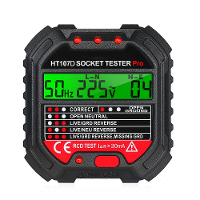HT107 GFCI Outlet Tester met Voltage Display 90 250V Socket Tester voor Elektrisch Onderhoud Kantoor Stopcontacten Power