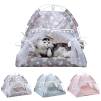 Huisdier Tent Kat Bed Puppy Huis Kussen Bed Flamingo Patroon Indo