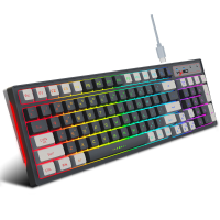 HXSJ L900 2.4G Draadloos Toetsenbord 96 Toetsen buikspieren Tweekleurige Injectie Keycaps RGB Backlit Oplaadbaar Toetsen