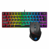 HXSJ V700+S600 Toetsenbord en Muis Combo USB Bedraad 61 Toetsen RGB Gaming Toetsenbord 7200DPI Gaming Muis voor Laptop P