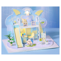 Iie Maak P004 DIY Houten poppenhuis Handgemaakt model gemonteerd poppenhuis met meubelspeelgoed