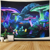 Ins Retro Magische Paddestoel Tapestry Polyester Grote Maat Achtergrond Muur Doek voor Slaapkamer Slaapzaal Woondecorati