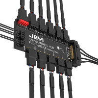 JEYI ARGB PWM 5 weg ventilatornaaf Adresseerbaar 12V 4Pin PWM & 5V 3Pin ARGB 2 In 1 Hub RGB Fan RGB Strip Splitter