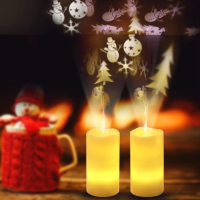 Kerstverlichting op batterijen Kerstverlichting met kaarsen Vlamloze projectie Flikkerende afstandsbediening
