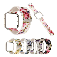 Kidston Floral PU lederen band sportbandlus met frame voor Fitbit Blaze Tracker