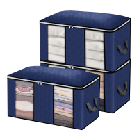 KING DO WAY 3PCS Clothes Storage Bag Non woven Fabric Two window Foldable Storage Bag