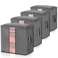 KONING DOEN MANIER 4 Stuks niet geweven Stof Kleding Opbergtas Opvouwbare Hoge Capaciteit Quilt Opbergtas Draagbare Opsl
