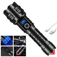 Krachtige tactische P70 LED zaklamp met 3 modi USB stroomweergave zaklamp met zelfreddingshamer gebroken raam noodsituat
