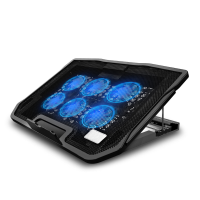 Laptop Cooler Notebook Cooling Pad met 6 Fan LED Radiator Dual USB Verstelbare Stand