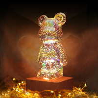 LED 3D Bear Vuurwerk Nachtlicht USB Projector Lamp Kleur Veranderbare Sfeerlamp Geschikt voor Kinderkamer Slaapkamer Dec