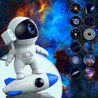 LED Astronaut Rocket Projector Galaxy Nachtlampje 360° Draaiende Focus Nevel Timing Astronaut Ambiance Nachtlicht