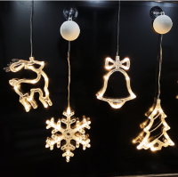 Led Kerstversiering String Sneeuwvlok Santa Fawn Zuignap Licht Gordijn Licht Opknoping Licht Flash Batterij Licht