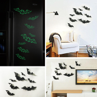 Lichtgevende Driedimensionale Plastic Bat Halloween Muursticker Bar Haunted House Decoratie