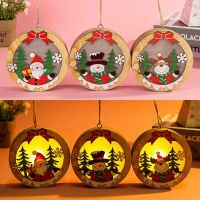 Lichtgevende houten kerstornament LED licht Santa Claus Deer Decor Lamp Xmas Decorations