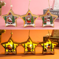 Lichtgevende houten kerstversiering LED licht Santa Claus Deer Decorations Lamp Xmas