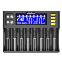 LiitoKala LII S8 8 Slots LCD Display Battery Charger for Li ion(IMR/ICR) LiFePO4 Ni MH/Cd AA AAA C 18650 21700 26650 183