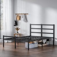 Lusimo Volledig Bedframe met Hoofdeinde Geen Lattenbodem Nodig 14 inch Volledig Metalen Platform Bedframe Gemakkelijke M