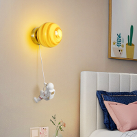 Maan Wandlamp Moderne Eenvoudige Creatieve Astronaut Cartoon Wandlampen 3 Niveaus Dimmen Geschikt Voor Kinderkamer Slaap