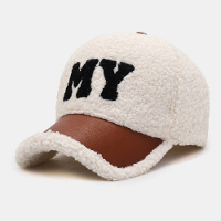 Mannen Baseball Cap Lam Pluche PU Patchwork Kleur Contrast Herfst Winter Warmte Krantenverkoper Caps voor Dames